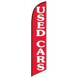 15' Used Cars Red Feather Flag printed with custom graphics