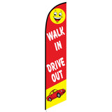 15' Walk In Drive Out Feather Flag custom printed with company logo