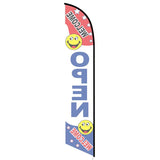 15' Welcome Open Feather Flag personalized with logo