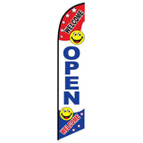 15' Welcome Open Feather Flag personalized with logo
