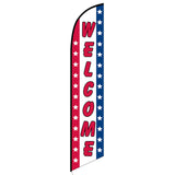 15' Welcome Patriotic Feather Flag custom printed with company logo