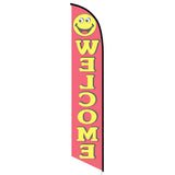 15' Welcome Smiley Banner Flag printed to your specs