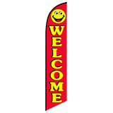 15' Welcome Smiley Banner Flag printed to your specs