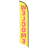 15' Welcome Yellow Feather Flag printed with custom graphics