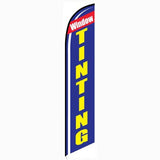 15' Window Tinting Blue Feather Banner Flag with custom printed graphics