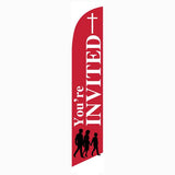 15' You’re Invited Feather Flag For Church printed in full color
