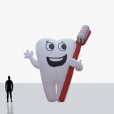 Custom 20 Foot Inflatable Big Tooth with a Red Brush
