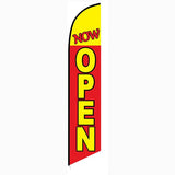 15' Now Open (Red & Yellow) Feather Flag printed to your specs