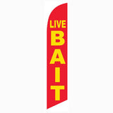 15' Live Bait Feather Flag custom printed with company logo