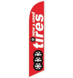 15' New And Used Tires (Red) Feather Flag printed with custom graphics