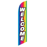 15' Welcome Rainbow Feather Flag printed with custom graphics